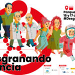 Poster horizontal del evento Desgranando Ciencia de su décima edicion (2025). Una ilustración donde se ven científicos históricos de la mano de científicos contemporáneos.